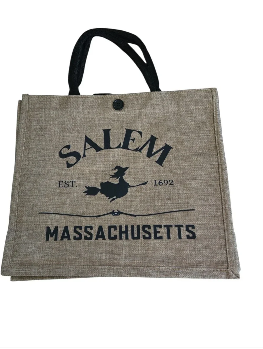 Salem Massachusetts Linen Tote in Tan and Black